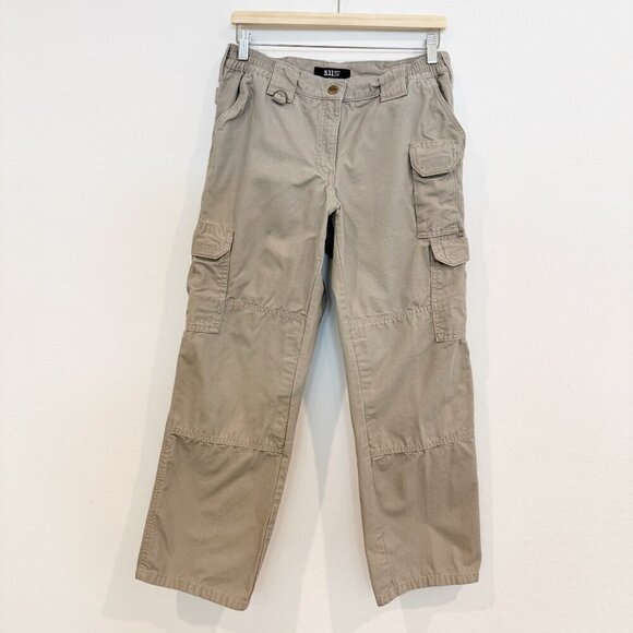 5.11 Tactical Cotton Canvas Cargo Utility Pants Khaki Tan Work Pockets Womens 10 - Picture 2 of 13